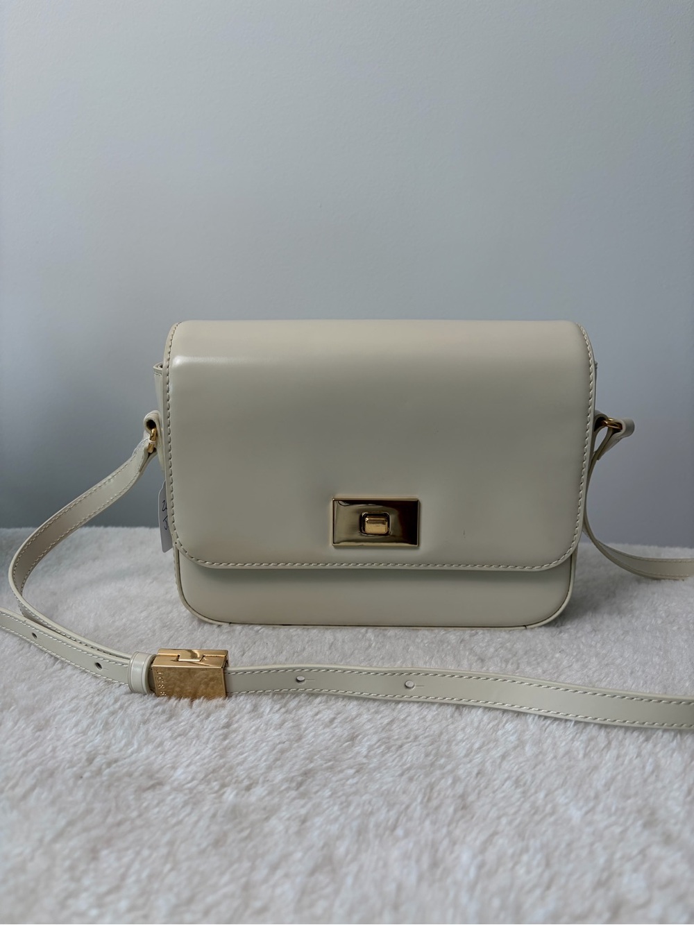 J.Crew Cream Leather Crossbody Bag with Gold Hardware
